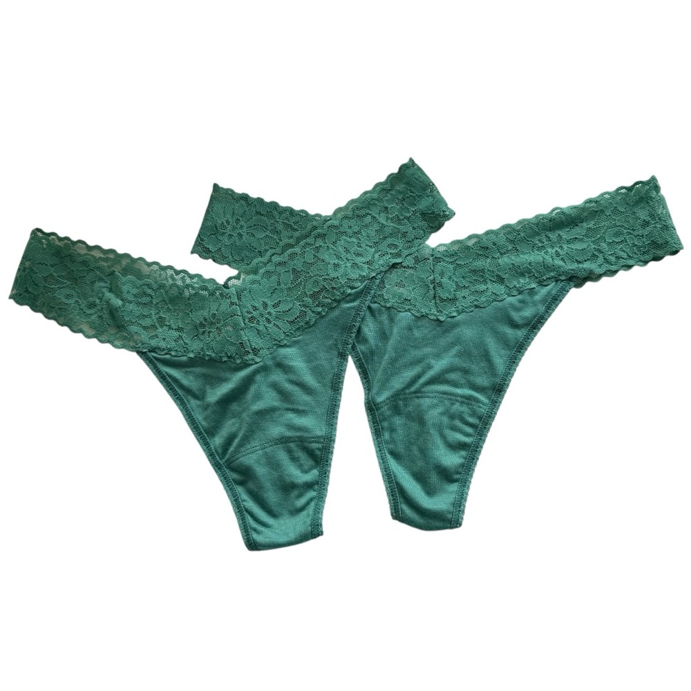 Hanky Panky Green Lace Panties NWT Set of 2